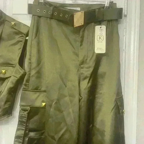KAILER Sirene Satin Pant Set (Olive) NWT size S - Picture 14 of 15
